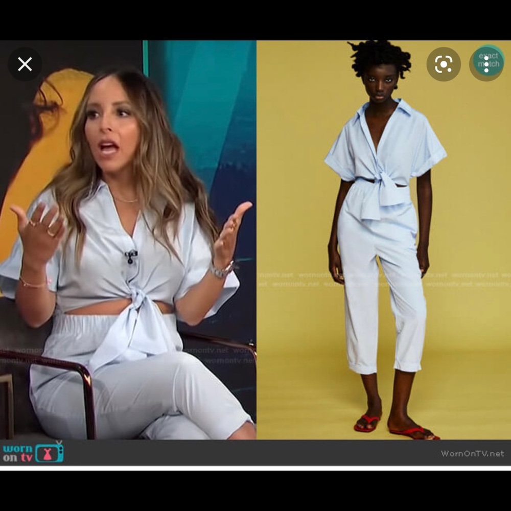 Zara knotted poplin jumpsuit